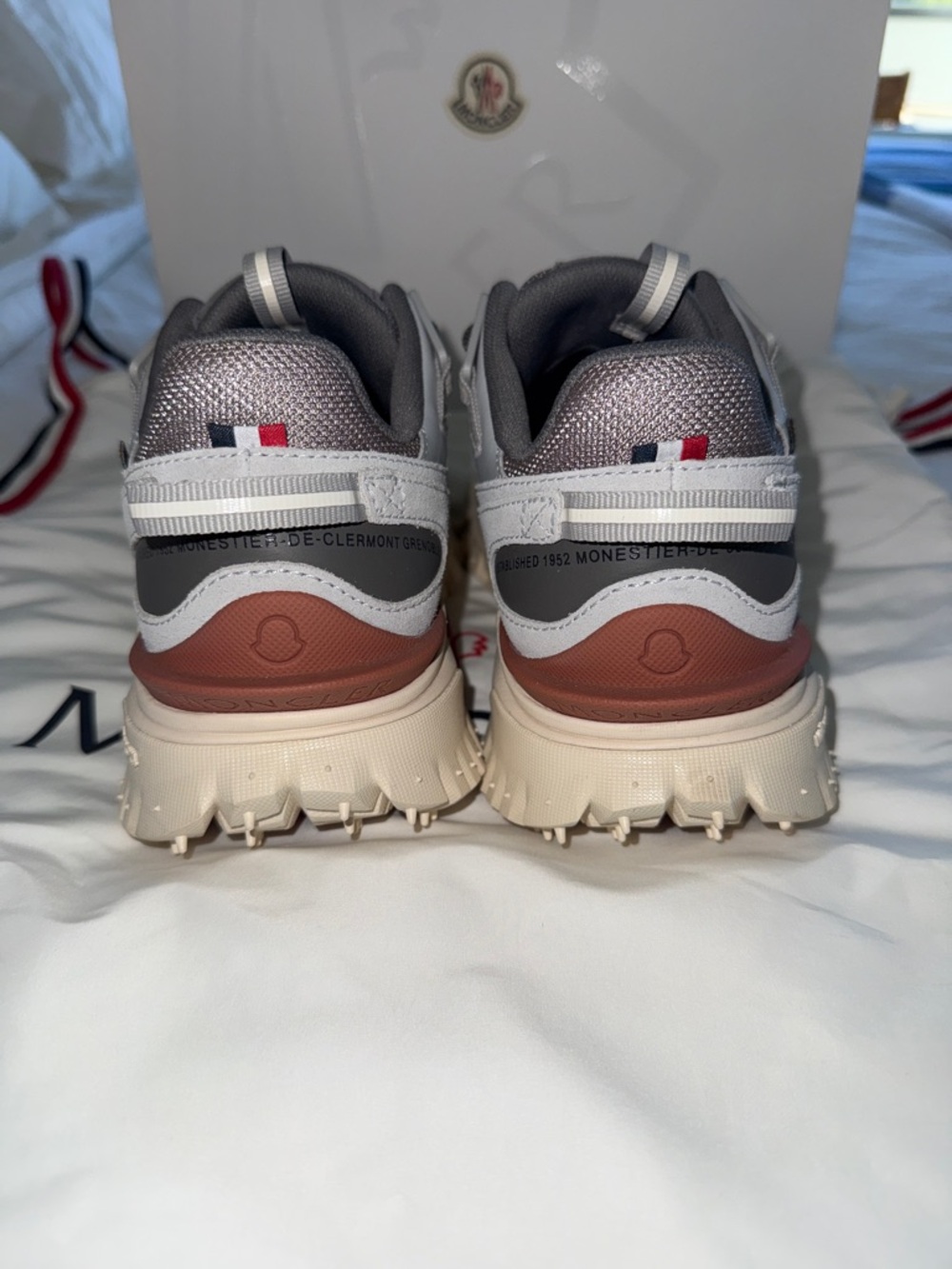 Moncler Gray & Cream Trail Runner Sneakers with Subtle Purple Accents - Picture 4 of 7